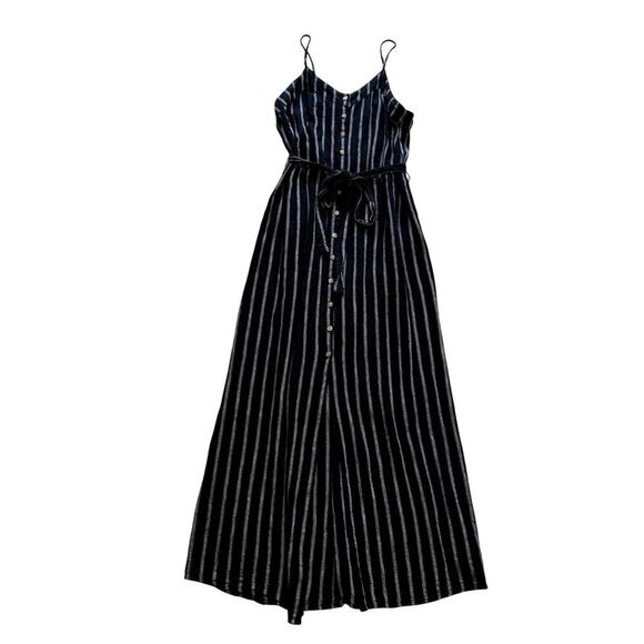 Women's Black and White Striped Maxi Midi Dress Size Small - Picture 2 of 5
